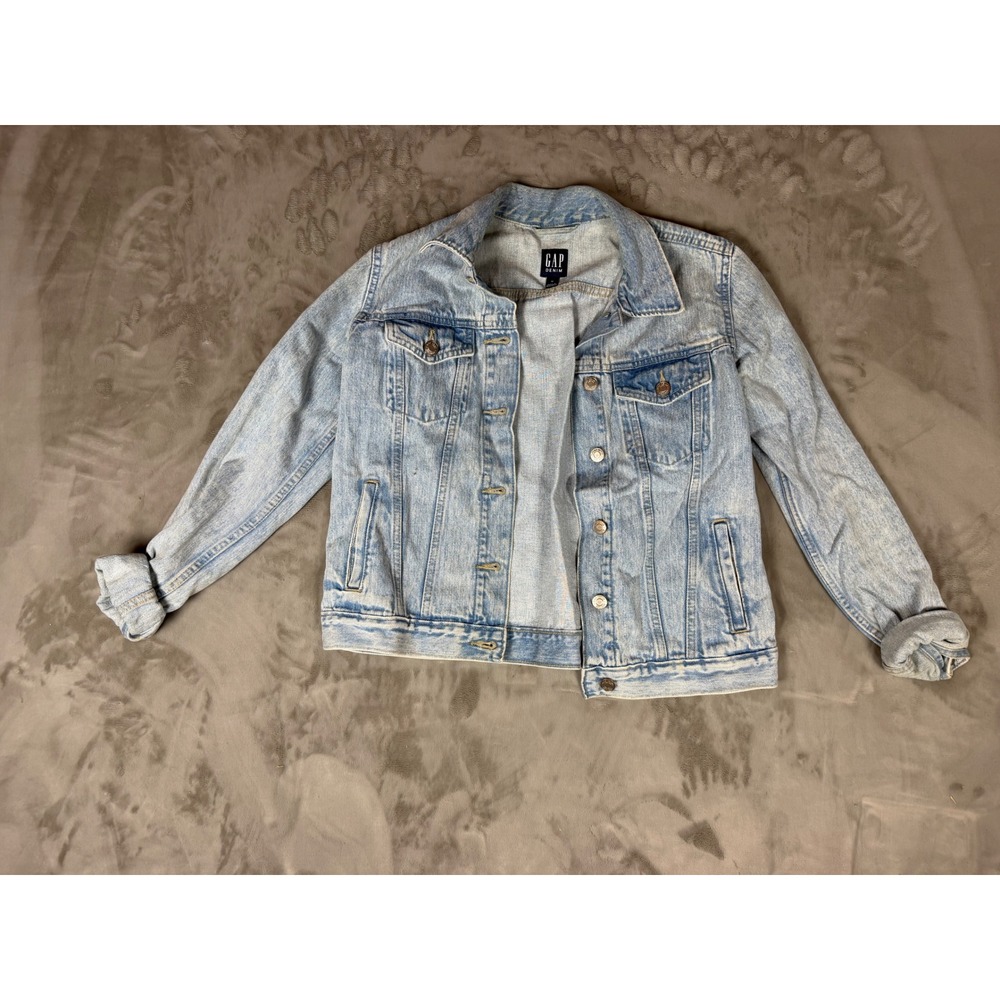 Gap Denim Jacket Mens Medium Light Wash Blue Jean Button Front Coat